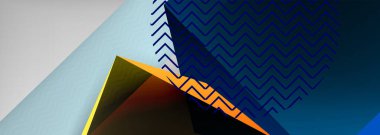 Düşük polyester 3 boyutlu geometrik şekiller, minimum soyut arkaplan. Kapaklar, afişler, el ilanları ve posterler için vektör illüstrasyonları