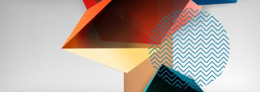 Düşük polyester 3 boyutlu geometrik şekiller, minimum soyut arkaplan. Kapaklar, afişler, el ilanları ve posterler için vektör illüstrasyonları