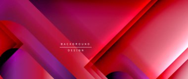 Çizgiler ve modern formlarla vektör geometrik arkaplan. Soyut yuvarlak şekiller, gölge ve ışık efektleri ile akışkan eğimli