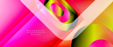 Çizgiler ve modern formlarla vektör geometrik arkaplan. Soyut yuvarlak şekiller, gölge ve ışık efektleri ile akışkan eğimli