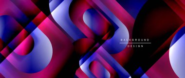 Çizgiler ve modern formlarla vektör geometrik arkaplan. Soyut yuvarlak şekiller, gölge ve ışık efektleri ile akışkan eğimli