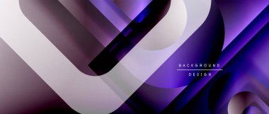 Çizgiler ve modern formlarla vektör geometrik arkaplan. Soyut yuvarlak şekiller, gölge ve ışık efektleri ile akışkan eğimli