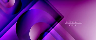 Çizgiler ve modern formlarla vektör geometrik arkaplan. Soyut yuvarlak şekiller, gölge ve ışık efektleri ile akışkan eğimli