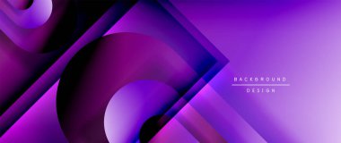 Çizgiler ve modern formlarla vektör geometrik arkaplan. Soyut yuvarlak şekiller, gölge ve ışık efektleri ile akışkan eğimli