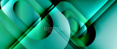 Çizgiler ve modern formlarla vektör geometrik arkaplan. Soyut yuvarlak şekiller, gölge ve ışık efektleri ile akışkan eğimli