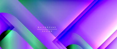 Çizgiler ve modern formlarla vektör geometrik arkaplan. Soyut yuvarlak şekiller, gölge ve ışık efektleri ile akışkan eğimli