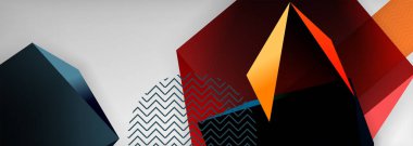 Düşük polyester 3 boyutlu geometrik şekiller, minimum soyut arkaplan. Kapaklar, afişler, el ilanları ve posterler için vektör illüstrasyonları