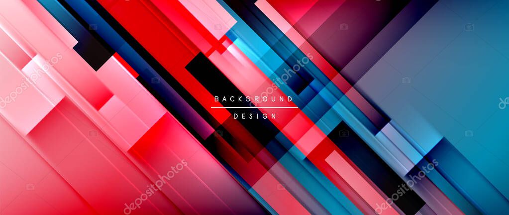 Dynamic lines on fluid color gradient. Trendy geometric abstract background for your text, logo or graphics