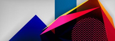 Düşük polyester 3 boyutlu geometrik şekiller, minimum soyut arkaplan. Kapaklar, afişler, el ilanları ve posterler için vektör illüstrasyonları