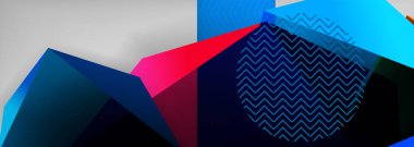 Düşük polyester 3 boyutlu geometrik şekiller, minimum soyut arkaplan. Kapaklar, afişler, el ilanları ve posterler için vektör illüstrasyonları