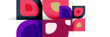 Soyut yuvarlak şekiller ve gölge efektleri tekrarlanan vektör modern geometrik arkaplan kümesi