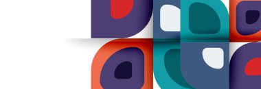 Soyut yuvarlak şekiller ve gölge efektleri tekrarlanan vektör modern geometrik arkaplan kümesi