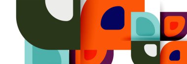 Soyut yuvarlak şekiller ve gölge efektleri tekrarlanan vektör modern geometrik arkaplan kümesi