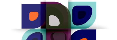 Soyut yuvarlak şekiller ve gölge efektleri tekrarlanan vektör modern geometrik arkaplan kümesi