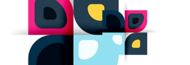 Soyut yuvarlak şekiller ve gölge efektleri tekrarlanan vektör modern geometrik arkaplan kümesi