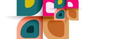 Soyut yuvarlak şekiller ve gölge efektleri tekrarlanan vektör modern geometrik arkaplan kümesi