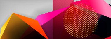 Düşük polyester 3 boyutlu geometrik şekiller, minimum soyut arkaplan. Kapaklar, afişler, el ilanları ve posterler için vektör illüstrasyonları