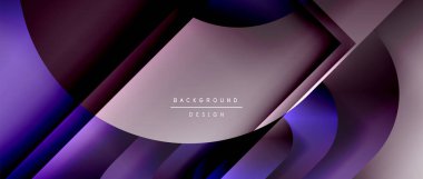 Çizgiler ve modern formlarla vektör geometrik arkaplan. Soyut yuvarlak şekiller, gölge ve ışık efektleri ile akışkan eğimli