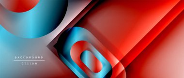 Çizgiler ve modern formlarla vektör geometrik arkaplan. Soyut yuvarlak şekiller, gölge ve ışık efektleri ile akışkan eğimli