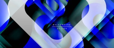 Çizgiler ve modern formlarla vektör geometrik arkaplan. Soyut yuvarlak şekiller, gölge ve ışık efektleri ile akışkan eğimli