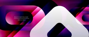 Çizgiler ve modern formlarla vektör geometrik arkaplan. Soyut yuvarlak şekiller, gölge ve ışık efektleri ile akışkan eğimli