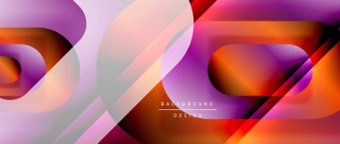 Çizgiler ve modern formlarla vektör geometrik arkaplan. Soyut yuvarlak şekiller, gölge ve ışık efektleri ile akışkan eğimli