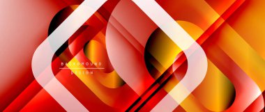 Çizgiler ve modern formlarla vektör geometrik arkaplan. Soyut yuvarlak şekiller, gölge ve ışık efektleri ile akışkan eğimli