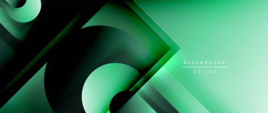 Çizgiler ve modern formlarla vektör geometrik arkaplan. Soyut yuvarlak şekiller, gölge ve ışık efektleri ile akışkan eğimli