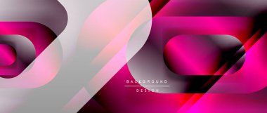 Çizgiler ve modern formlarla vektör geometrik arkaplan. Soyut yuvarlak şekiller, gölge ve ışık efektleri ile akışkan eğimli