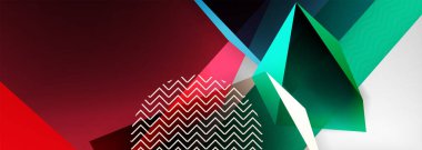 Düşük polyester 3 boyutlu geometrik şekiller, minimum soyut arkaplan. Kapaklar, afişler, el ilanları ve posterler için vektör illüstrasyonları