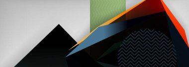 Düşük polyester 3 boyutlu geometrik şekiller, minimum soyut arkaplan. Kapaklar, afişler, el ilanları ve posterler için vektör illüstrasyonları