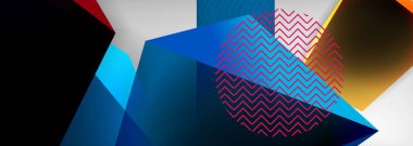 Düşük polyester 3 boyutlu geometrik şekiller, minimum soyut arkaplan. Kapaklar, afişler, el ilanları ve posterler için vektör illüstrasyonları