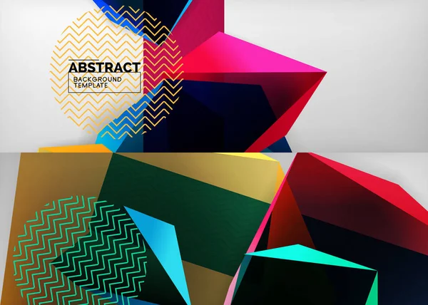 Set von Low-Poly-3D-Formen geometrische abstrakte Hintergründe. Polygonale Konstruktionen. Vektor-Illustrationen für Covers, Banner, Flyer, Poster und andere — Stockvektor