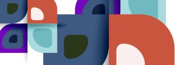 Soyut yuvarlak şekiller ve gölge efektleri tekrarlanan vektör modern geometrik arkaplan kümesi