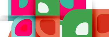 Soyut yuvarlak şekiller ve gölge efektleri tekrarlanan vektör modern geometrik arkaplan kümesi