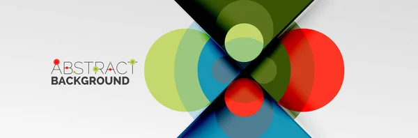 Helle Farbkreise, abstrakte runde Formen und Dreiecke mit Schatteneffekten. Vektor moderne geometrische Designvorlage — Stockvektor