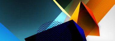 Düşük polyester 3 boyutlu geometrik şekiller, minimum soyut arkaplan. Kapaklar, afişler, el ilanları ve posterler için vektör illüstrasyonları