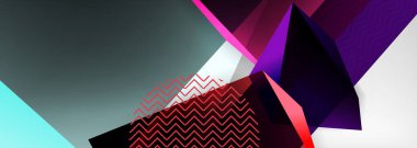 Düşük polyester 3 boyutlu geometrik şekiller, minimum soyut arkaplan. Kapaklar, afişler, el ilanları ve posterler için vektör illüstrasyonları