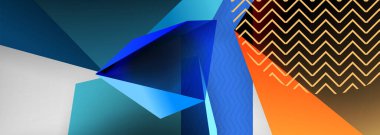 Düşük polyester 3 boyutlu geometrik şekiller, minimum soyut arkaplan. Kapaklar, afişler, el ilanları ve posterler için vektör illüstrasyonları