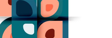 Soyut yuvarlak şekiller ve gölge efektleri tekrarlanan vektör modern geometrik arkaplan kümesi