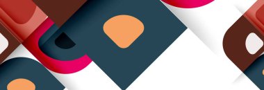 Soyut yuvarlak şekiller ve gölge efektleri tekrarlanan vektör modern geometrik arkaplan kümesi