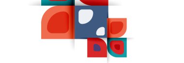 Soyut yuvarlak şekiller ve gölge efektleri tekrarlanan vektör modern geometrik arkaplan kümesi