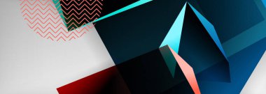 Düşük polyester 3 boyutlu geometrik şekiller, minimum soyut arkaplan. Kapaklar, afişler, el ilanları ve posterler için vektör illüstrasyonları