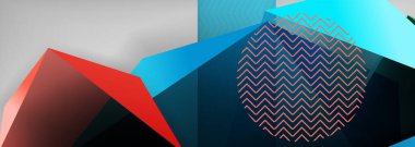 Düşük polyester 3 boyutlu geometrik şekiller, minimum soyut arkaplan. Kapaklar, afişler, el ilanları ve posterler için vektör illüstrasyonları