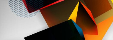 Düşük polyester 3 boyutlu geometrik şekiller, minimum soyut arkaplan. Kapaklar, afişler, el ilanları ve posterler için vektör illüstrasyonları