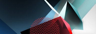 Düşük polyester 3 boyutlu geometrik şekiller, minimum soyut arkaplan. Kapaklar, afişler, el ilanları ve posterler için vektör illüstrasyonları