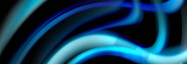 Dinamik hareket soyut arkaplan. Siyah üzerine bulanık renkli çizgiler. Sıvı çizgiler posteri. Vektör illüstrasyonu