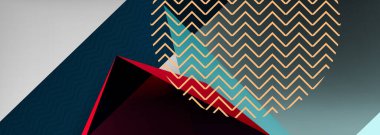 Düşük polyester 3 boyutlu geometrik şekiller, minimum soyut arkaplan. Kapaklar, afişler, el ilanları ve posterler için vektör illüstrasyonları