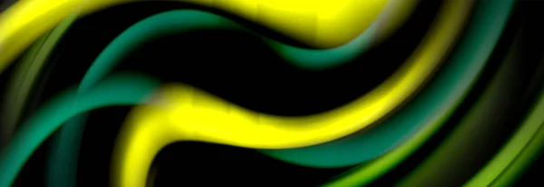 Динамический абстрактный фон движения. Цвет размытых полос на черном. Плакат с жидкостными линиями. Векторная иллюстрация — стоковый вектор