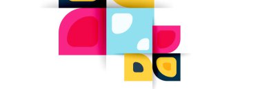 Soyut yuvarlak şekiller ve gölge efektleri tekrarlanan vektör modern geometrik arkaplan kümesi